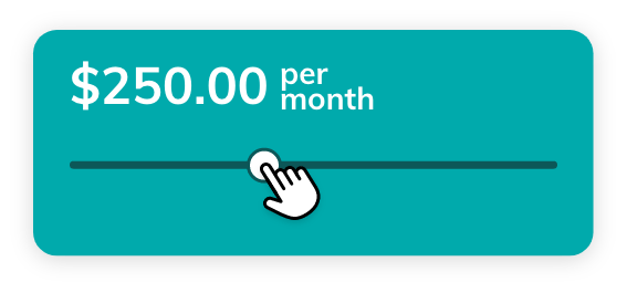 Example monthly employee contribution selector set to 250 dollars