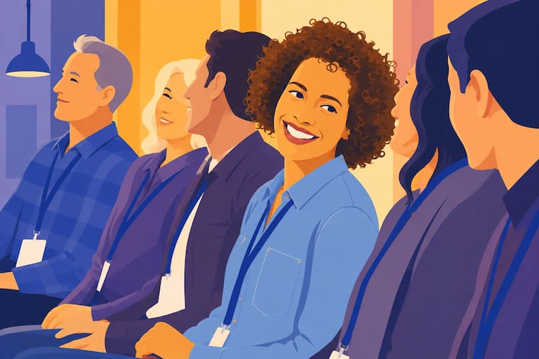 Diverse employees attending a workplace benefits presentation