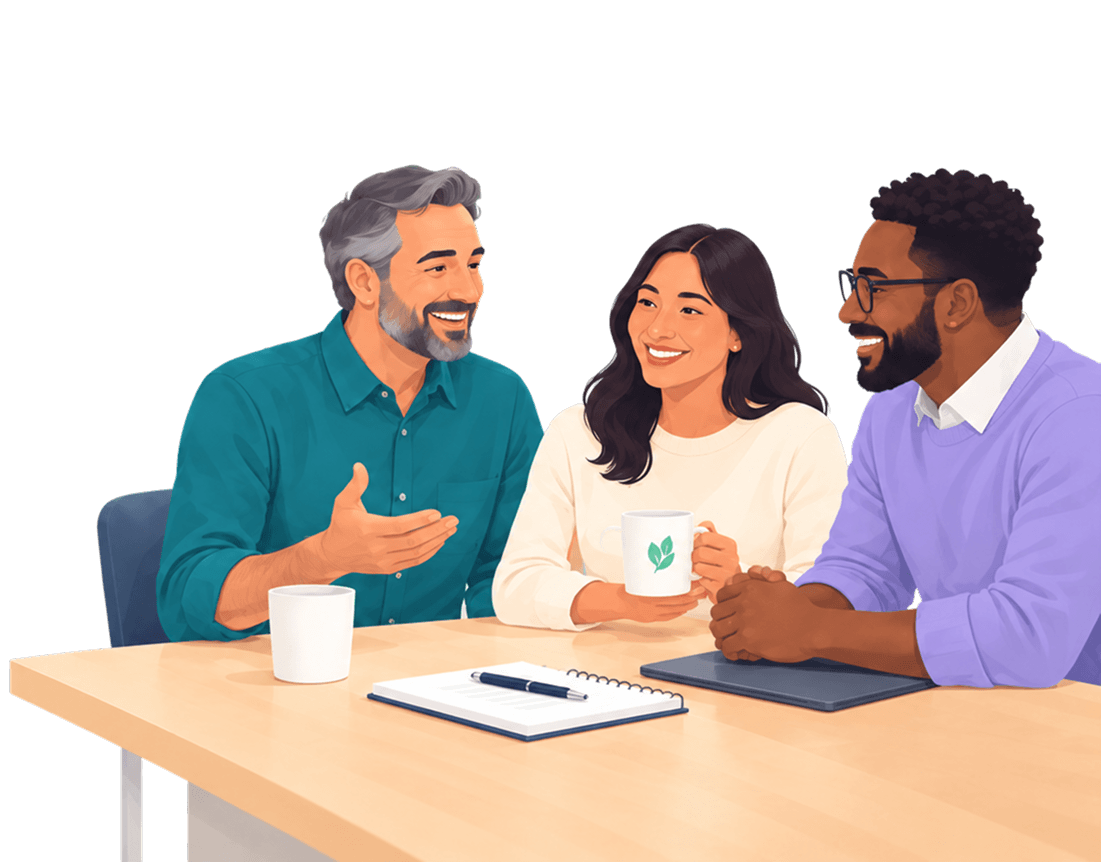 Employer team discussing benefits for their employees